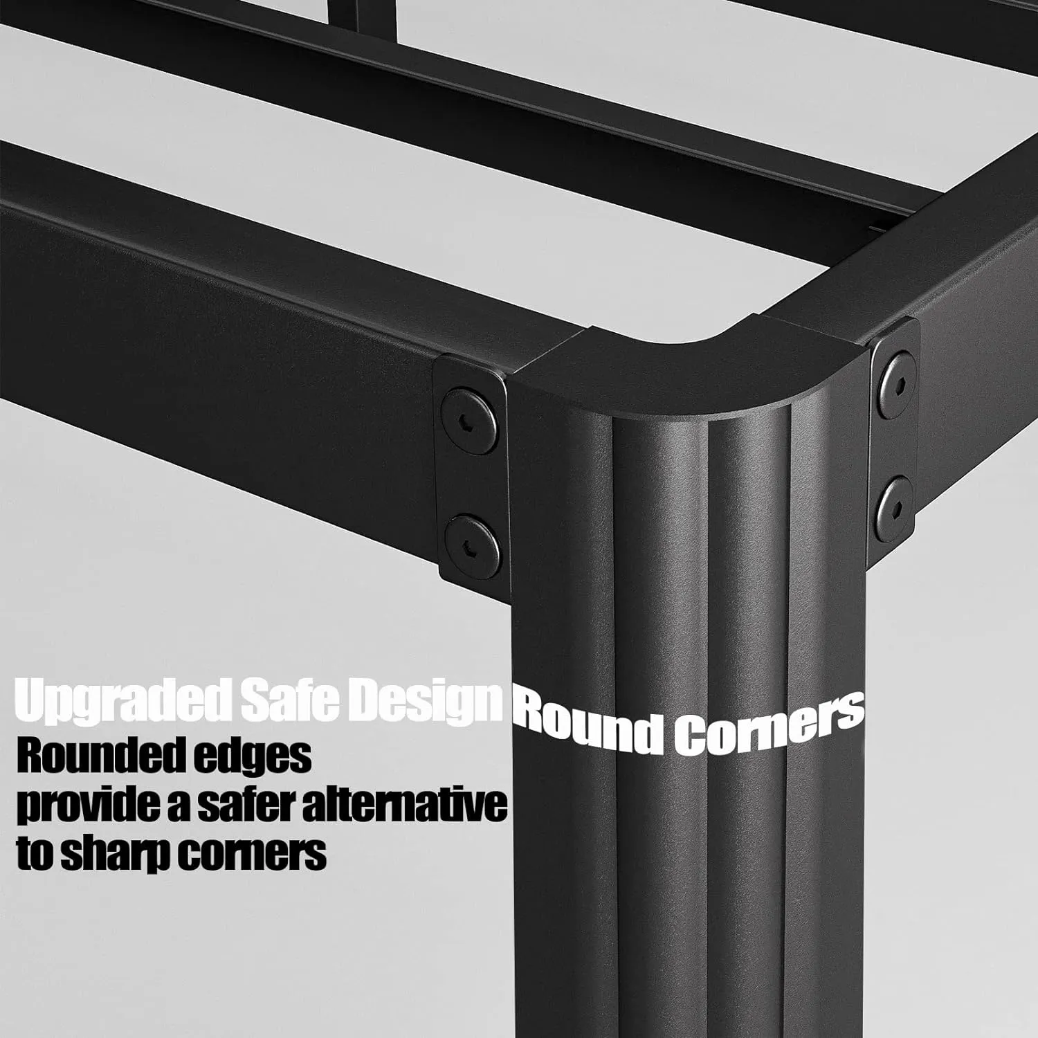 14in Twin XL Heavy Duty Bed Frame No Box Spring Needed, Tall Metal Twin XL Platform Bed Frame with Round Corners, Easy Assembly, Noise Free, Black