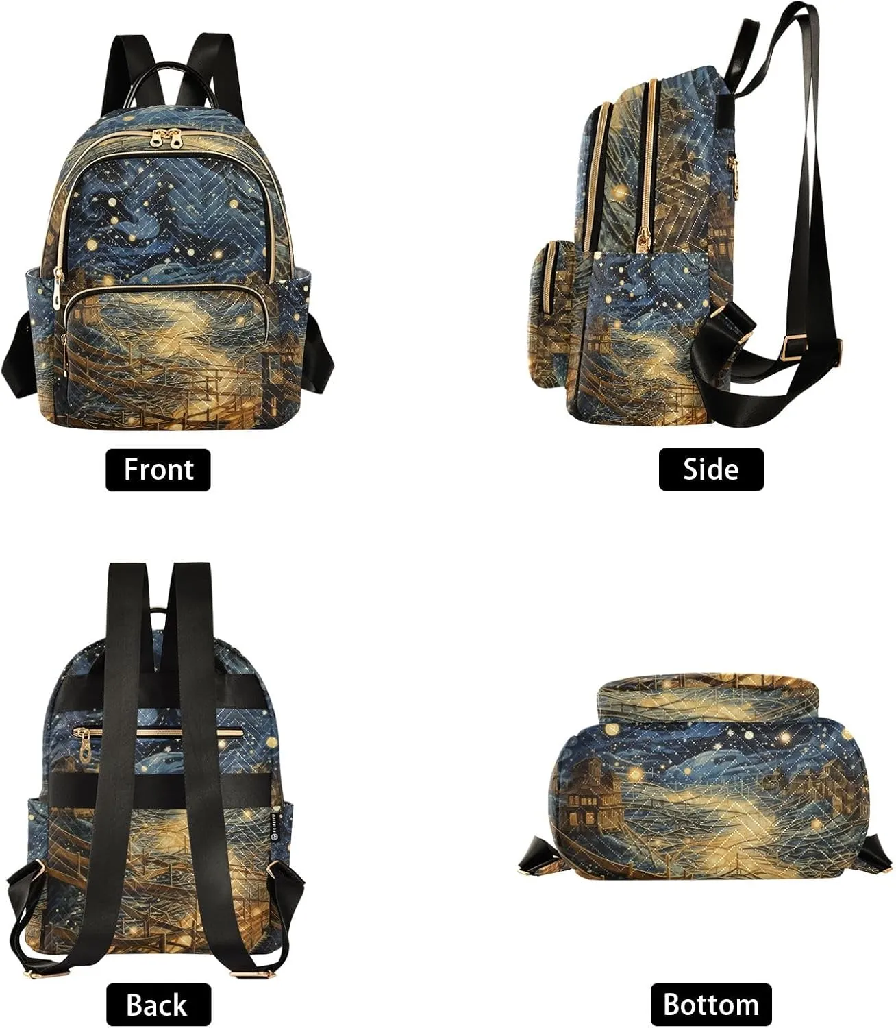 ALAZA Travel Backpack Purse for Women Fashion Anti-theft Work Casual Nocturne Night Scene Daypack Shoulder Bag Medium