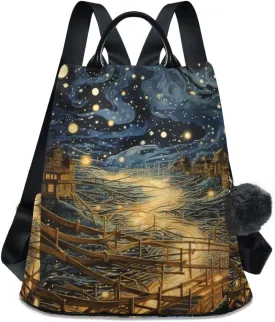 Backpack Purse for Women Fashion Travel Anti-theft Nocturne Night Piece Night Scene Daypack Casual Shoulder Bag Medium Size