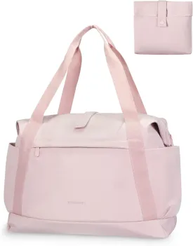 BAGSMART Foldable Travel Duffle Bag, 30.6L Large Carry On Tote Bag Gym Sports Bag for Women, Weekender Overnight Bag for Travel Essentials & Daily Necessities(Baby Pink)