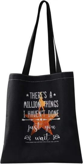 BDPWSS Musical Tote Bag, There's a Million Things I Haven't Done but Just You Wait, 15.7 x 13.8 inches, Waterproof, Zipper, White