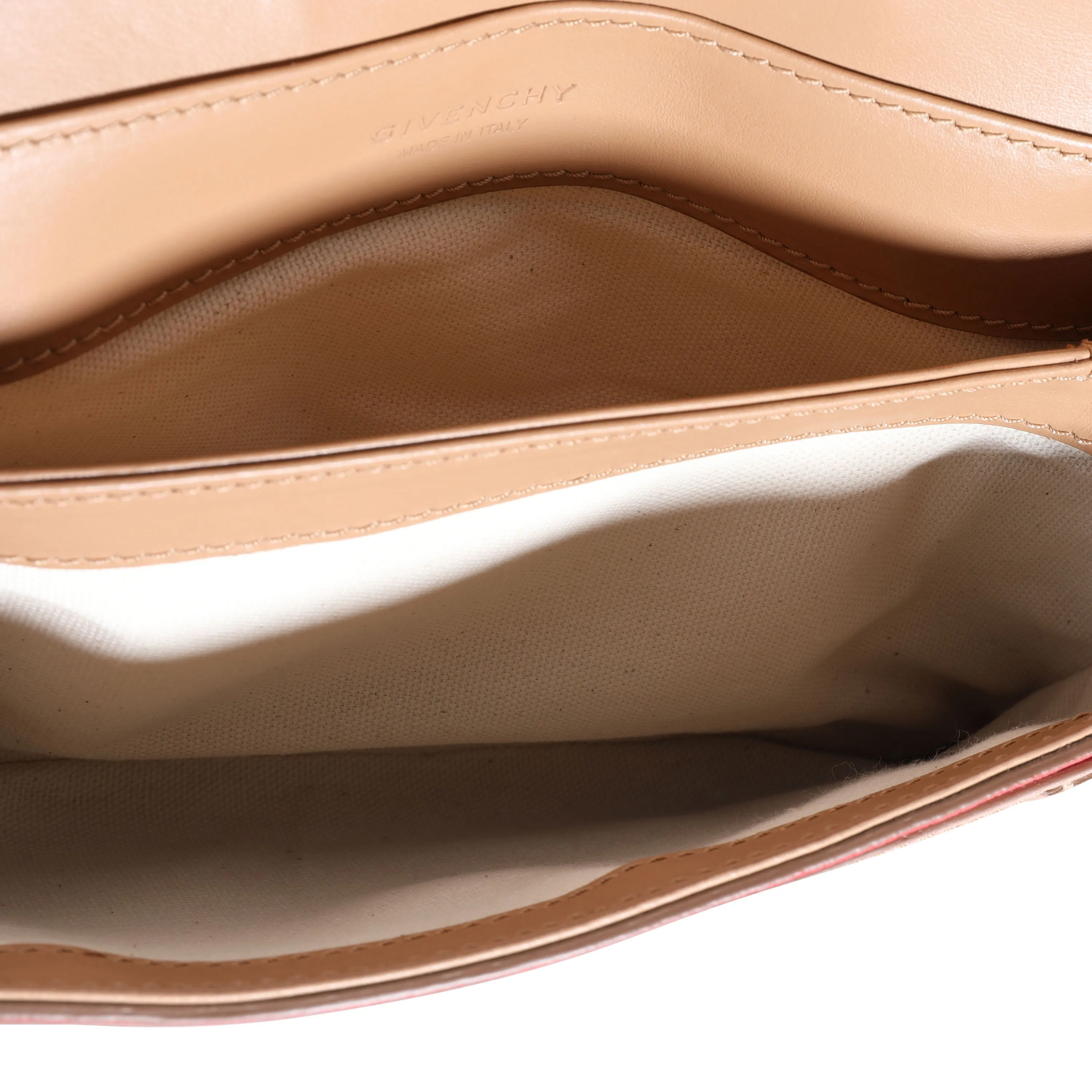 Beige & Red Leather Duetto Crossbody Bag