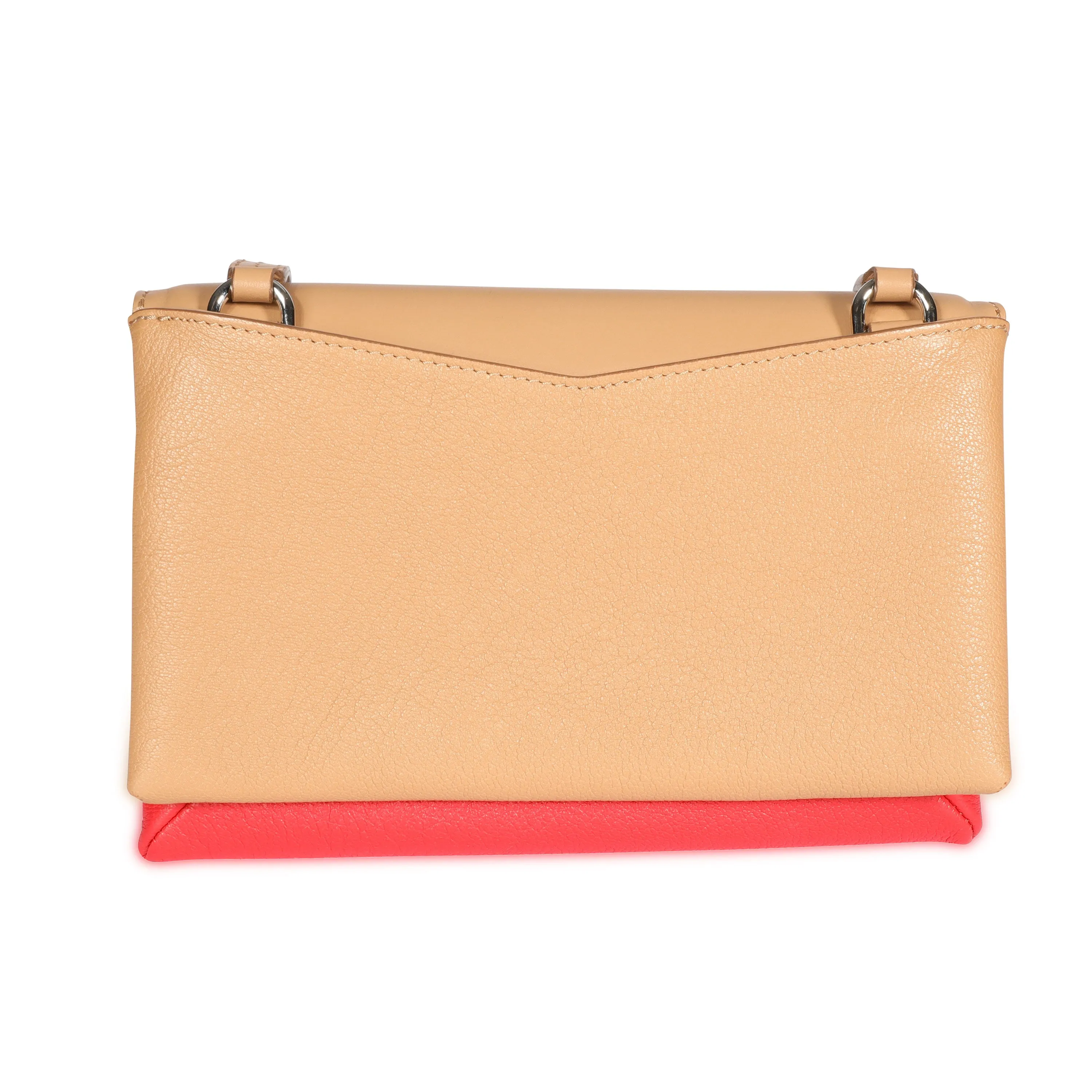 Beige & Red Leather Duetto Crossbody Bag