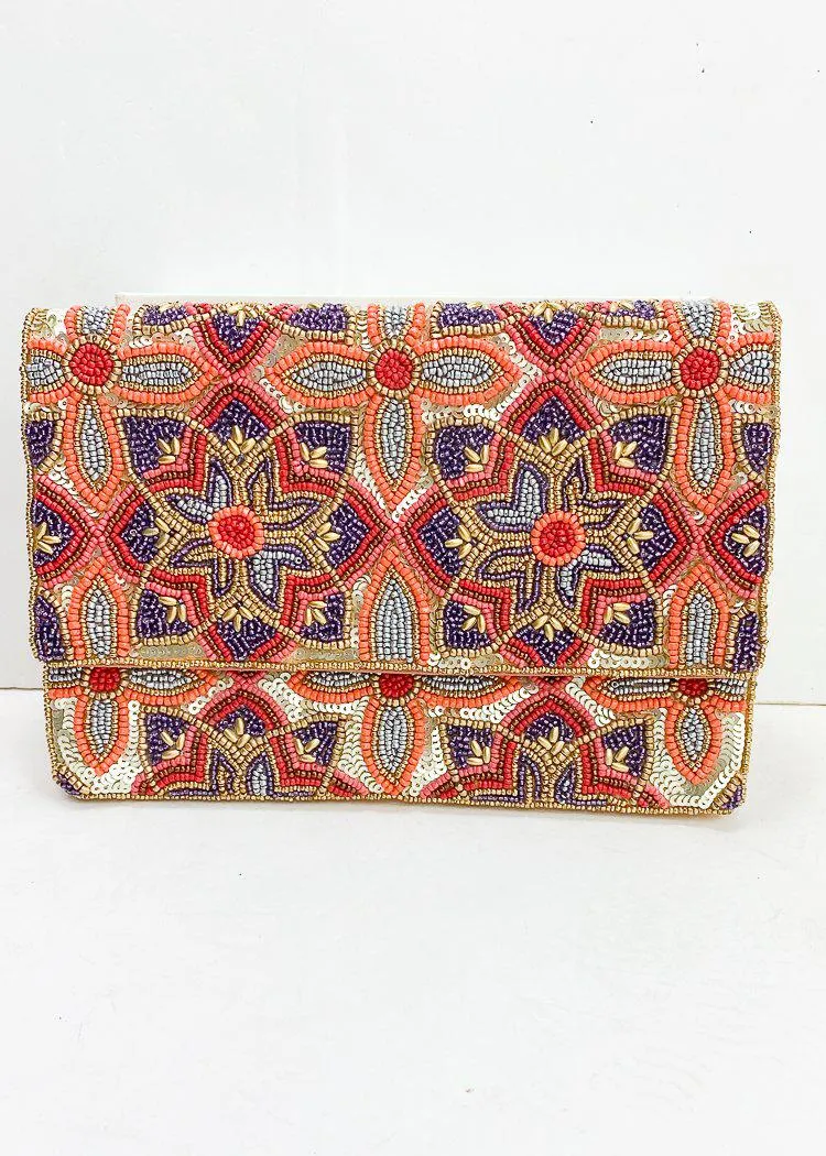 Boda "Floral" Beaded Clutch