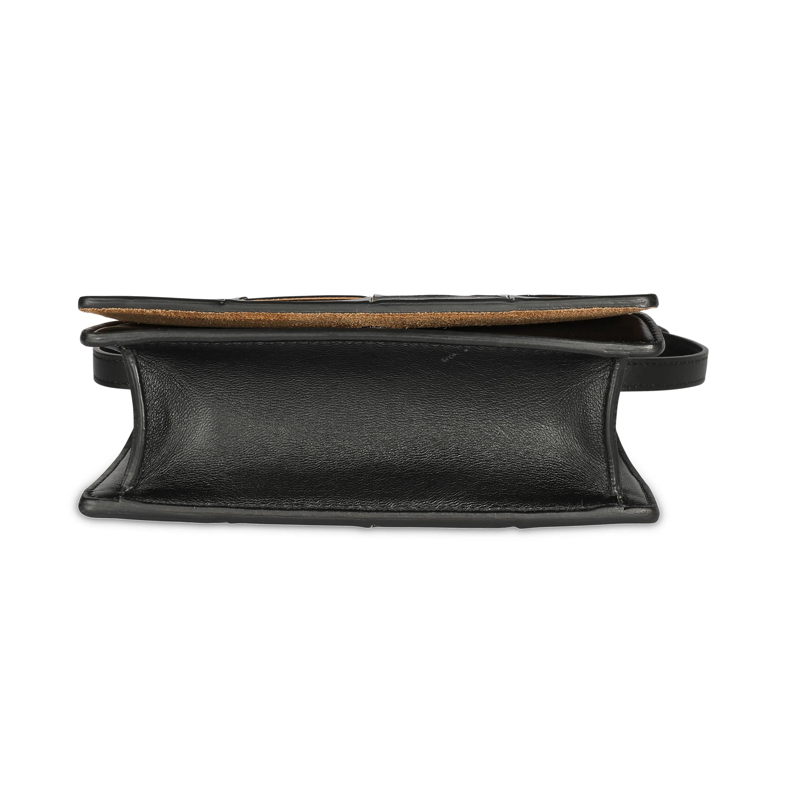 Bottega Veneta Black Leather Mini Cassette Crossbody Bag