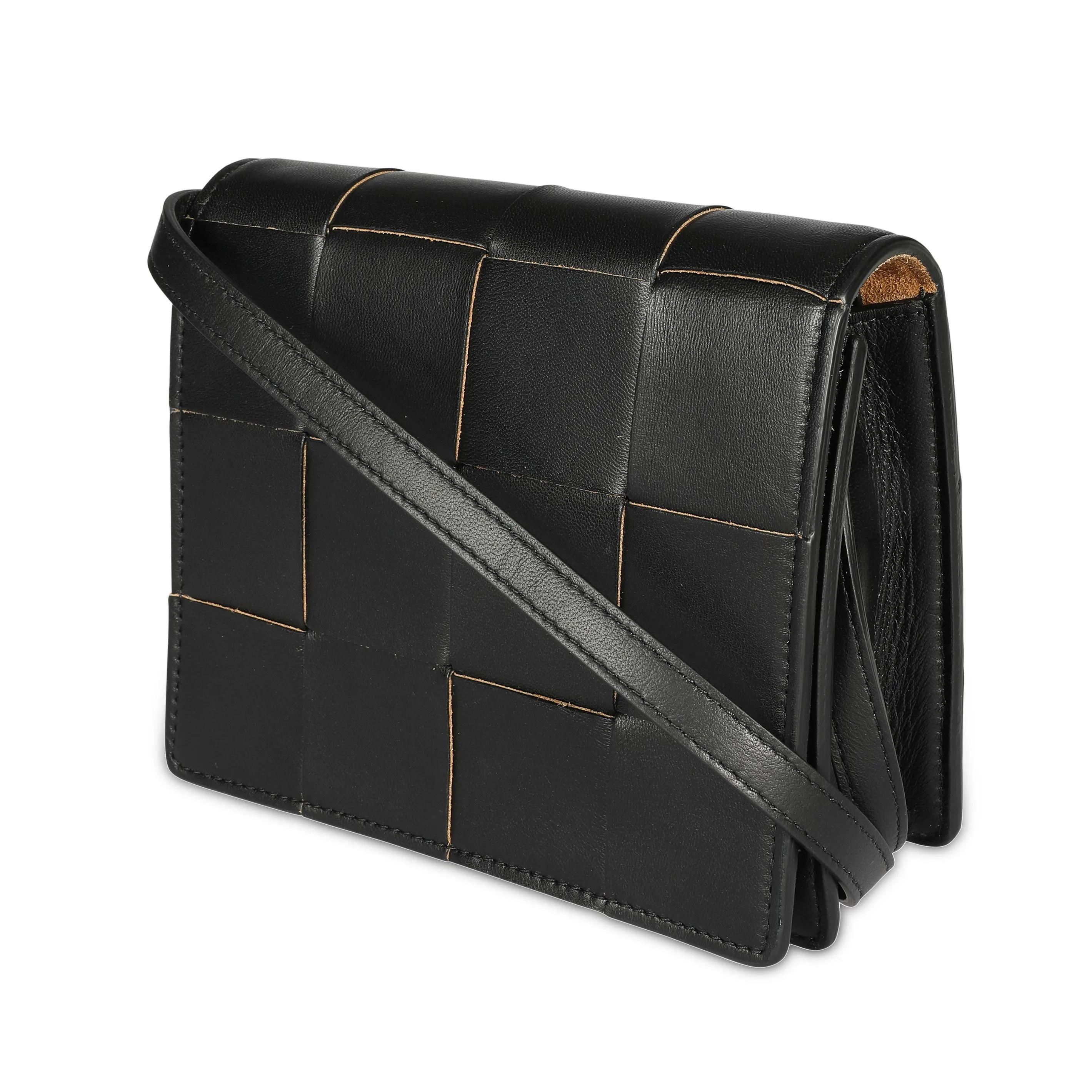 Bottega Veneta Black Leather Mini Cassette Crossbody Bag