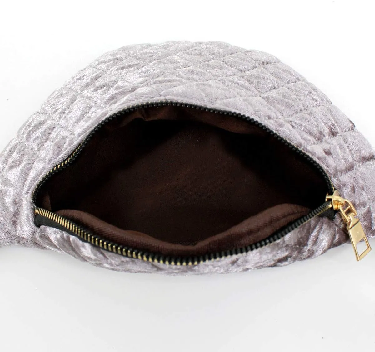 Buddy Women Velvet Lattice Waist Bag Soft Fanny Pack Bum Bag Retro Chest Pack Phone Purse Grey