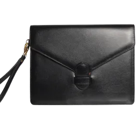 Buffed Calf Leather Envlope Wristlet Black