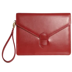 Buffed Calf Leather Envlope Wristlet Ruby