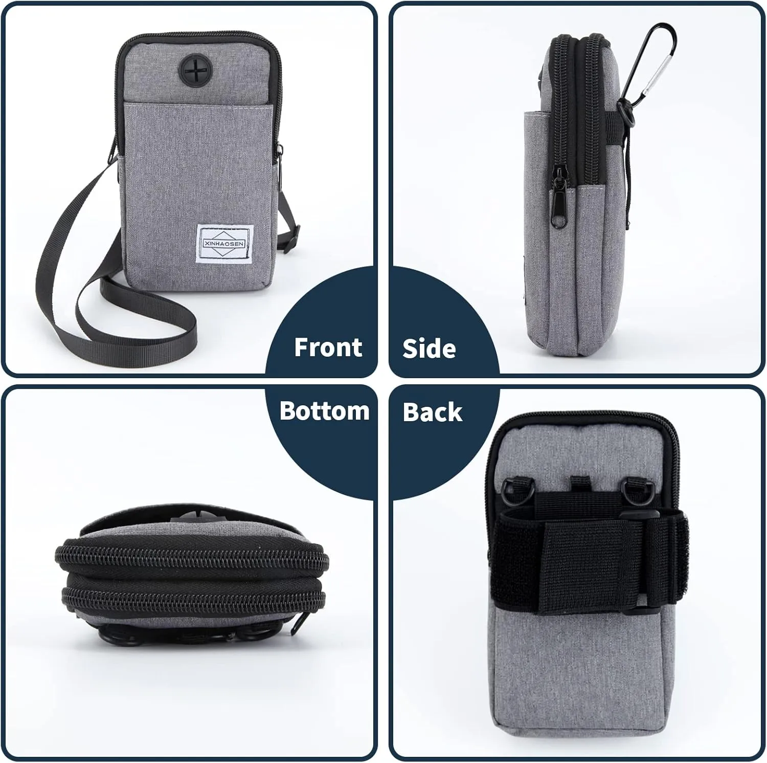 Cell Phone Purse Waist Pack Bag Travel Crossbody Bag Wristband Sport Armband Wallet with Removable Shoulder Strap (Dark Grey)