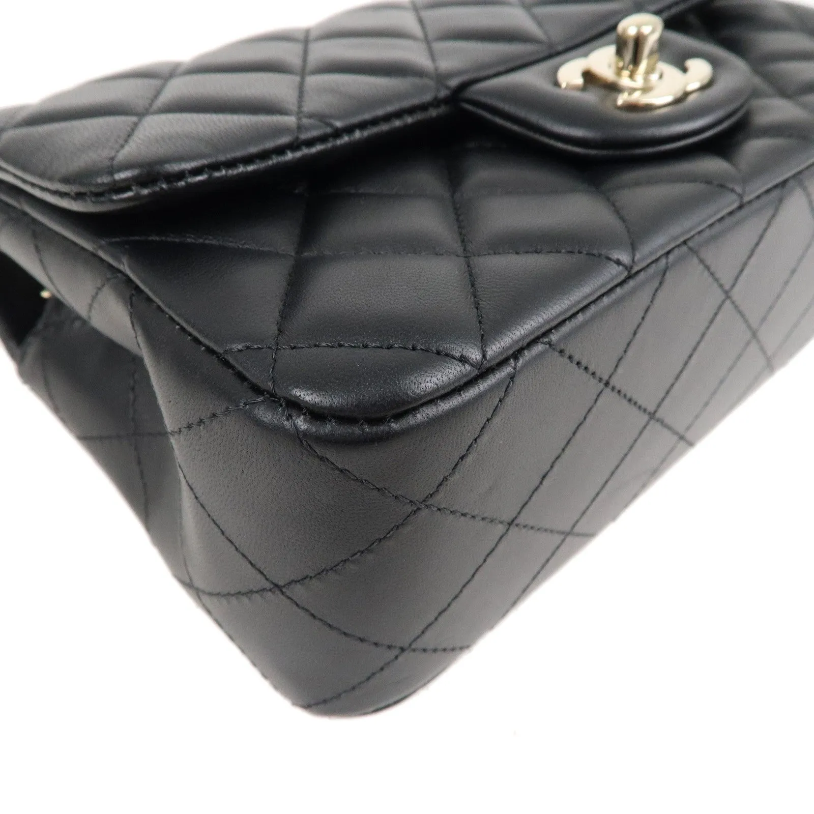 CHANEL Mini Matelasse Lamb Skin Chain Shoulder Bag Black A69900
