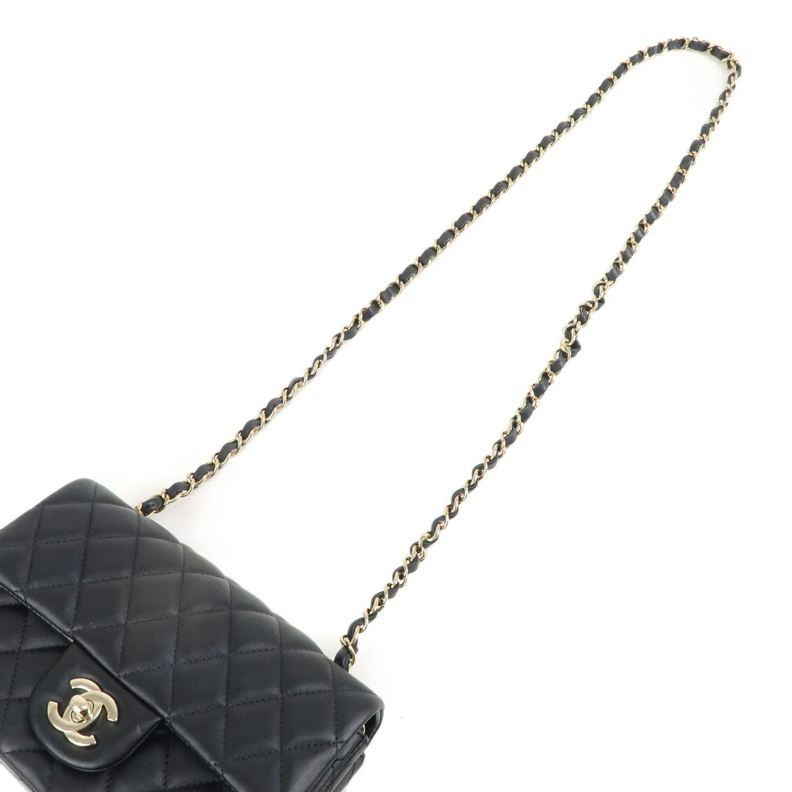 CHANEL Mini Matelasse Lamb Skin Chain Shoulder Bag Black A69900