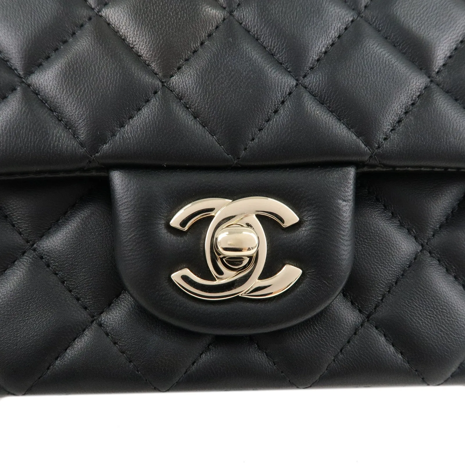 CHANEL Mini Matelasse Lamb Skin Chain Shoulder Bag Black A69900
