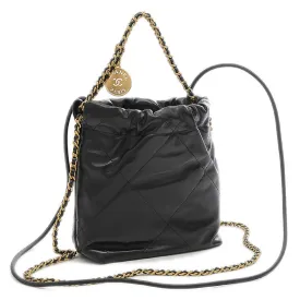 CHANEL22 mini handbag chain shoulder calfskin black AS3980