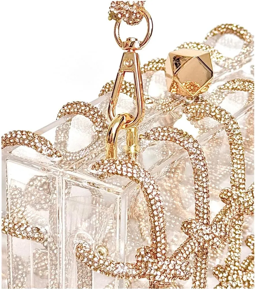 Clear Acrylic Bag Rhinestone Acrylic Clutch Crystal Evening Purses for Women Glitter Handbag for Wedding Cocktail Party Prom