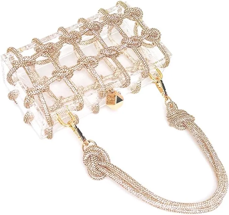 Clear Acrylic Bag Rhinestone Acrylic Clutch Crystal Evening Purses for Women Glitter Handbag for Wedding Cocktail Party Prom