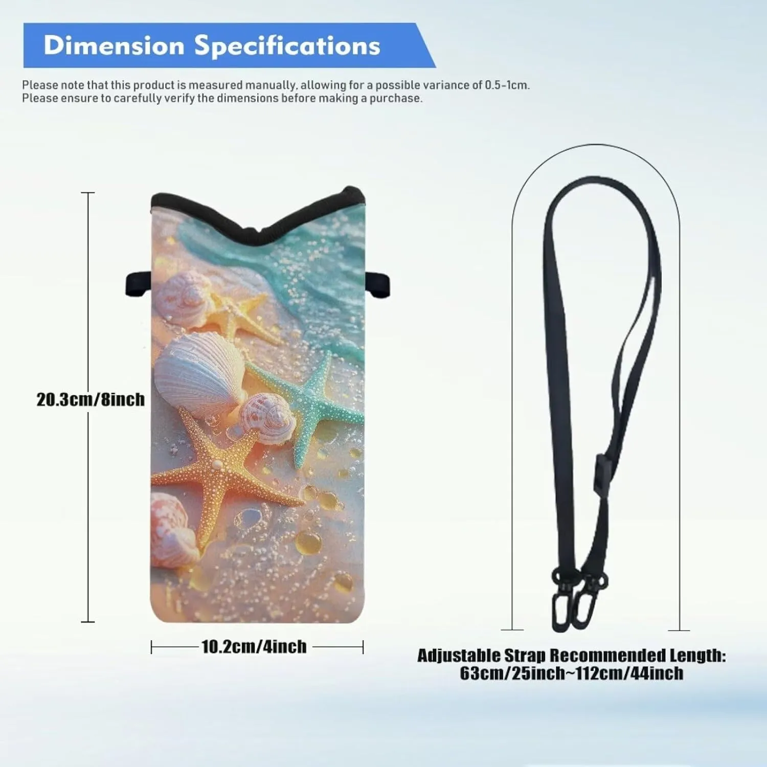 Cross Body Phone Bag for Women Men Water-Resistant Phone Bag Small Crossbody Bag Protective Smartphone Case Pouch Cellphone Pouch Purse Bag, 8 x 4 inch, Starfish Sea Shell Whelk Beach
