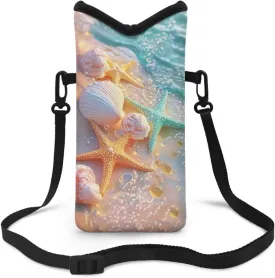 Cross Body Phone Bag for Women Men Water-Resistant Phone Bag Small Crossbody Bag Protective Smartphone Case Pouch Cellphone Pouch Purse Bag, 8 x 4 inch, Starfish Sea Shell Whelk Beach