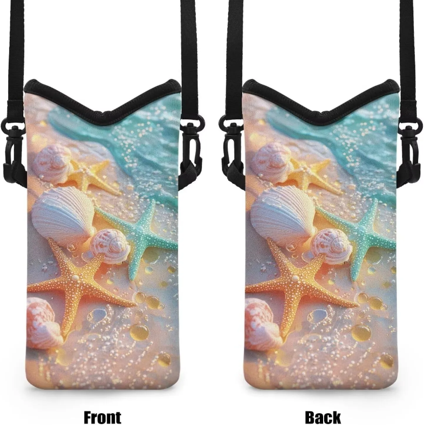 Cross Body Phone Bag for Women Men Water-Resistant Phone Bag Small Crossbody Bag Protective Smartphone Case Pouch Cellphone Pouch Purse Bag, 8 x 4 inch, Starfish Sea Shell Whelk Beach