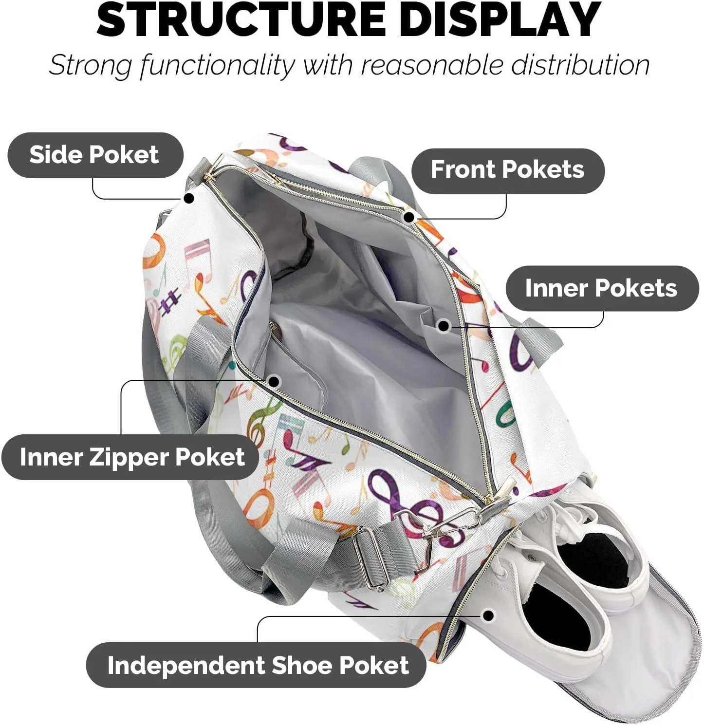 Custom Duffel Bag Music Note Compact and Convenient: Fitness Bags for the Modern Traveler
