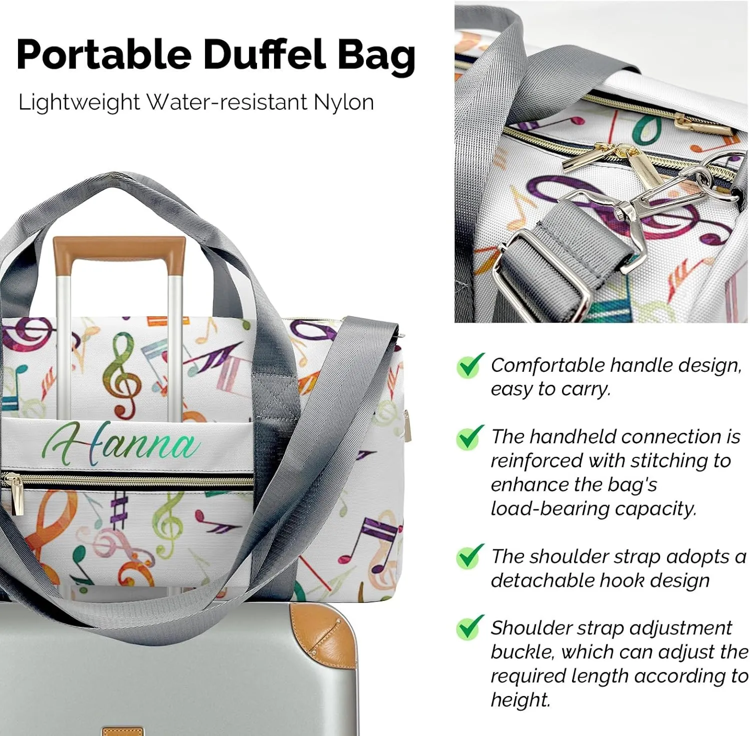 Custom Duffel Bag Music Note Compact and Convenient: Fitness Bags for the Modern Traveler