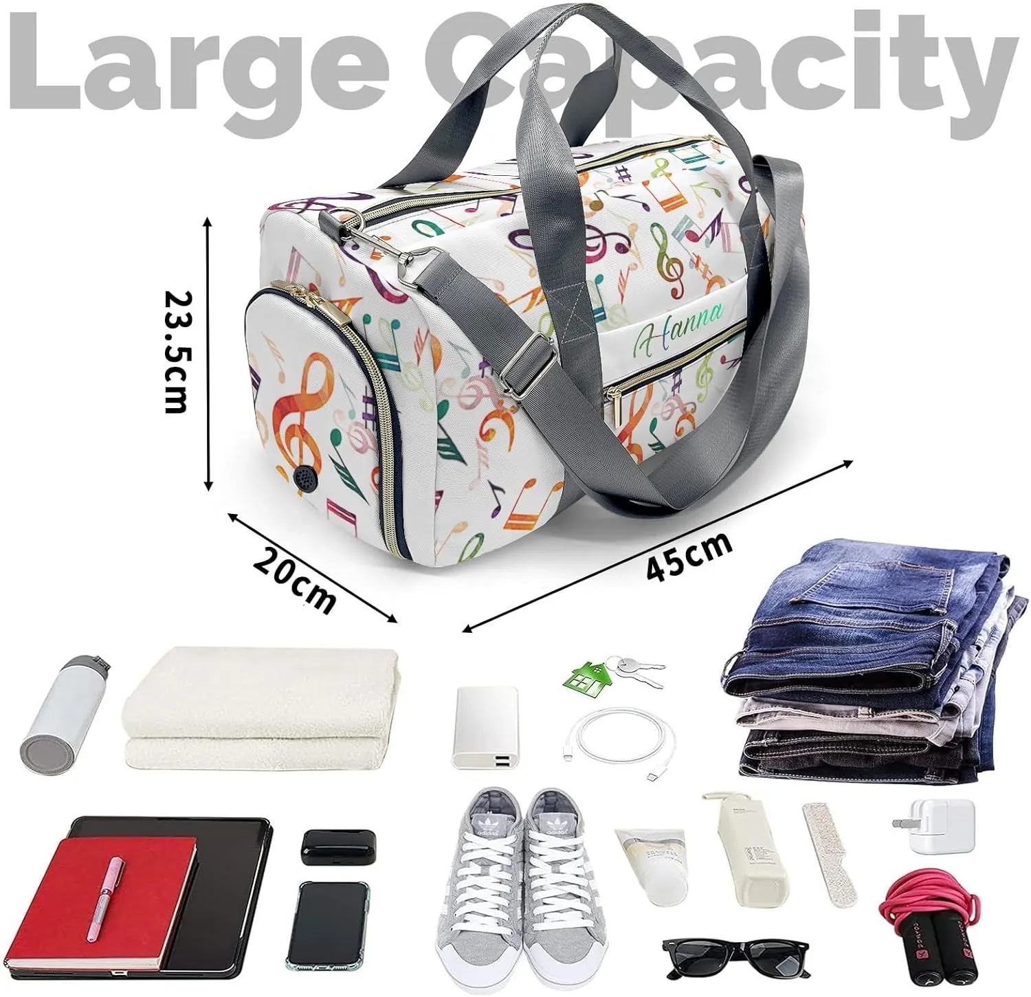 Custom Duffel Bag Music Note Compact and Convenient: Fitness Bags for the Modern Traveler