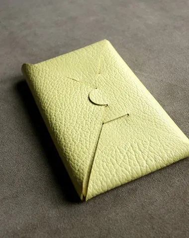 Cute Womens Yellow Leather Envelope Wallet Slim Clutch Purse Checkbook Long Wallet for Women