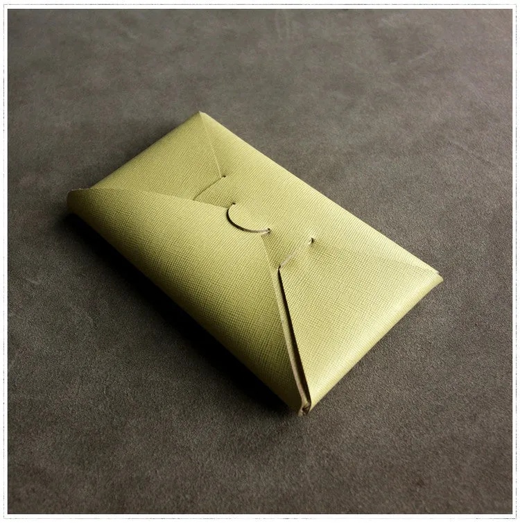 Cute Womens Yellow Leather Envelope Wallet Slim Clutch Purse Checkbook Long Wallet for Women