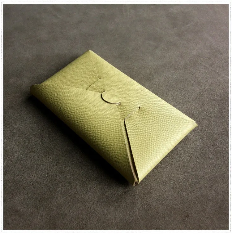 Cute Womens Yellow Leather Envelope Wallet Slim Clutch Purse Checkbook Long Wallet for Women