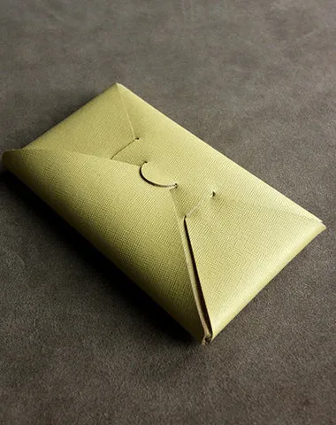 Cute Womens Yellow Leather Envelope Wallet Slim Clutch Purse Checkbook Long Wallet for Women