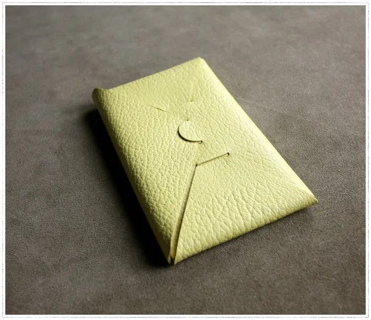 Cute Womens Yellow Leather Envelope Wallet Slim Clutch Purse Checkbook Long Wallet for Women