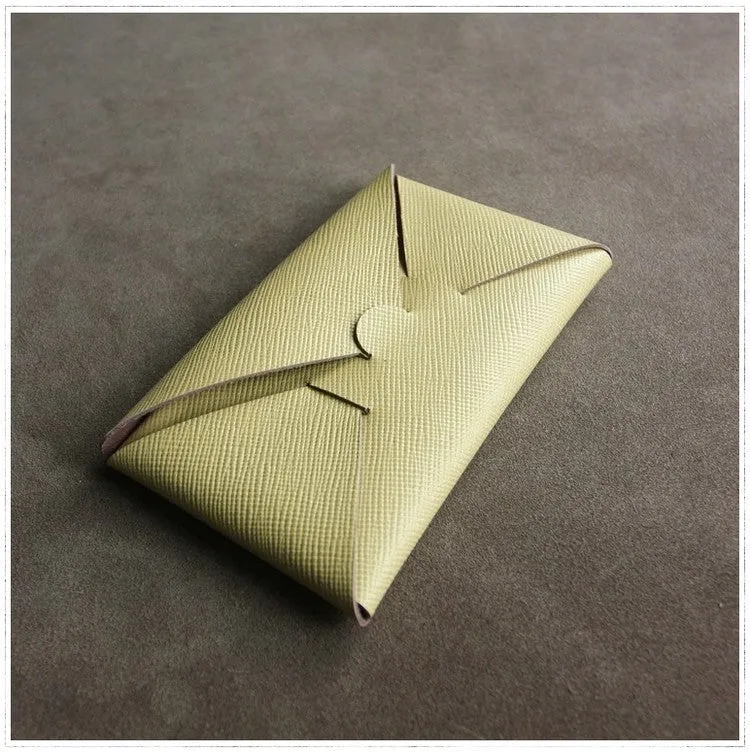 Cute Womens Yellow Leather Envelope Wallet Slim Clutch Purse Checkbook Long Wallet for Women
