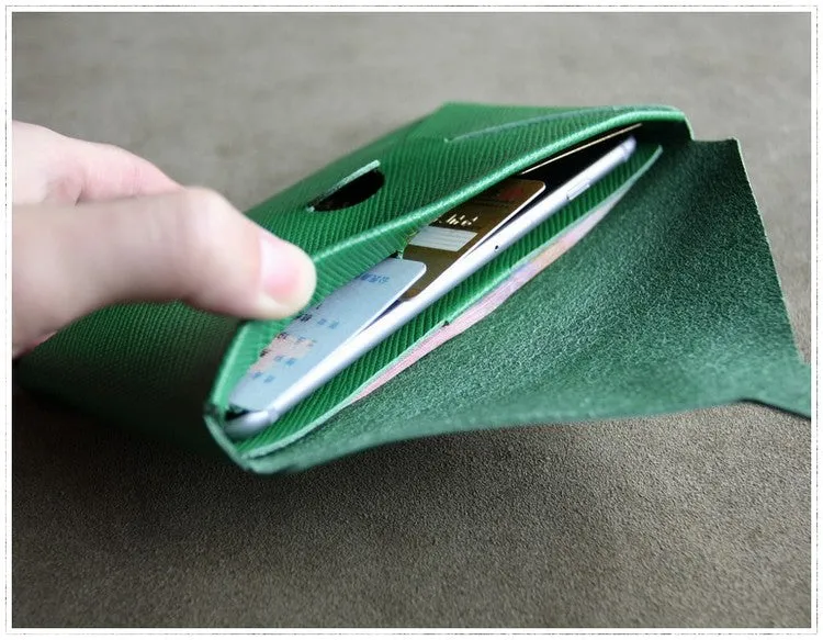 Cute Womens Yellow Leather Envelope Wallet Slim Clutch Purse Checkbook Long Wallet for Women