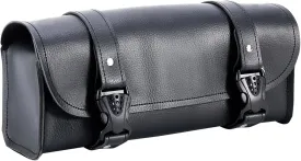 Dream Apparel PU Leather Motorcycle Fork Bag - Universal Black Handlebar Storage Pouch for Sissy Bar