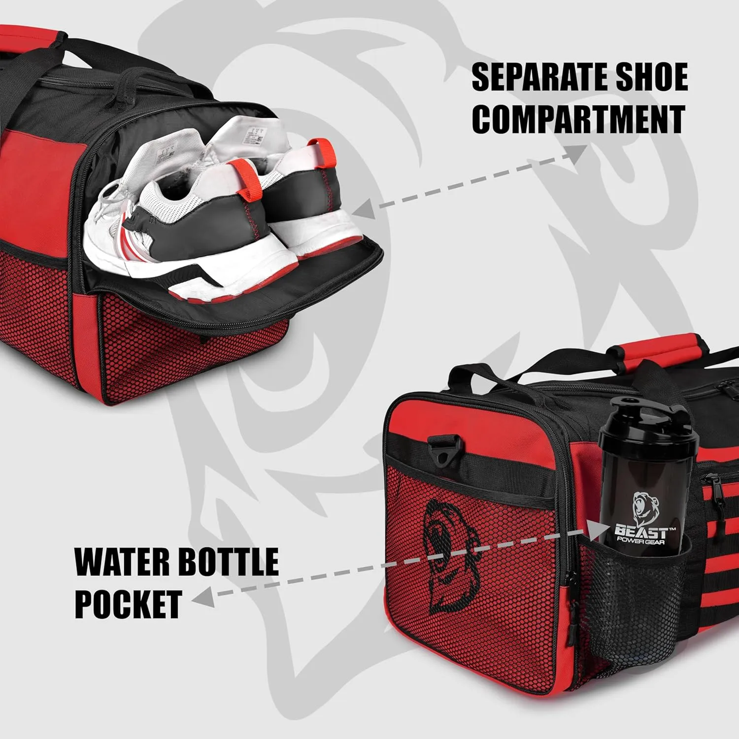 Duffle Gym Bag for Men & Women  Large Duffel Athletic Gym Boxing Bag with Shoes Compartment, Wet Pocket  Fitness,Workout,MMA,BJJ,Jiu Jitsu Gym Bag