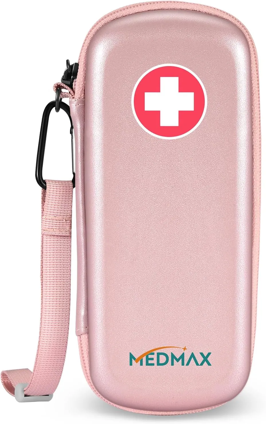 Epipen Medical Carrying Case, Hard Shell EVA Shock Absorption Travel Medication Organizer Bag Emergency Medical Pouch Holds 2 EpiPens, Asthma Inhaler, Auvi-Q, Allergy Supplies (Rose Gold)