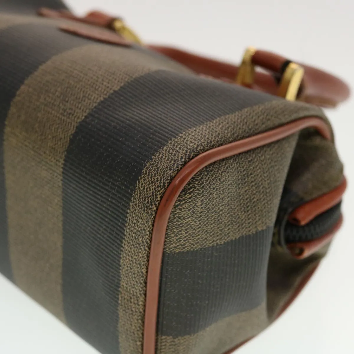 FENDI Pecan Canvas Mini Hand Bag Brown Black  am4474