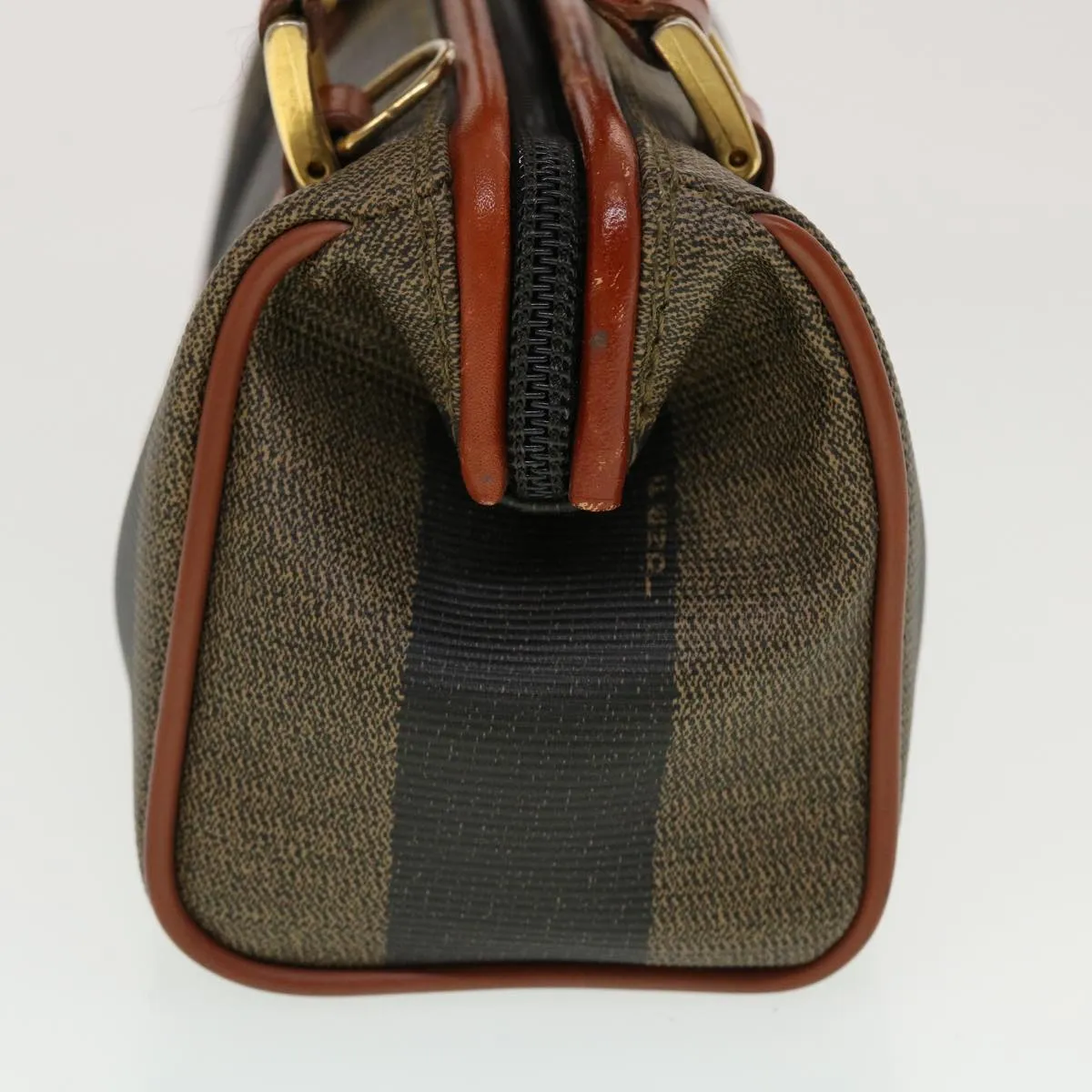 FENDI Pecan Canvas Mini Hand Bag Brown Black  am4474