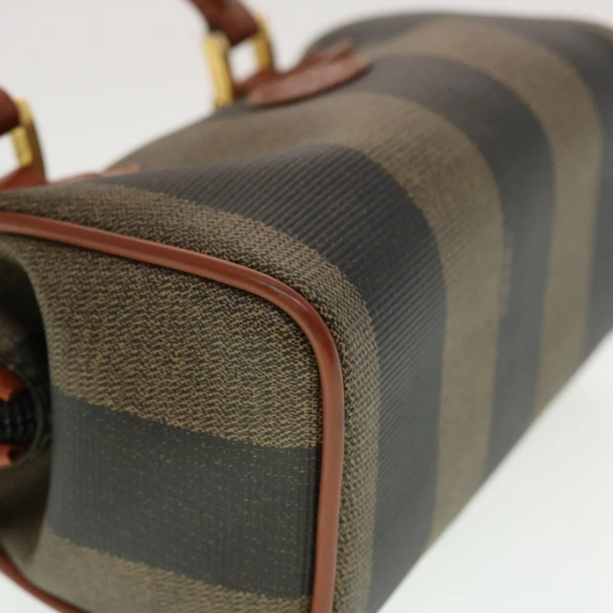 FENDI Pecan Canvas Mini Hand Bag Brown Black  am4474