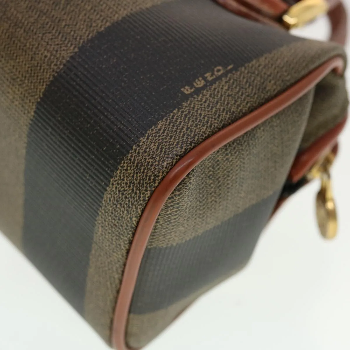 FENDI Pecan Canvas Mini Hand Bag Brown Black  am4474