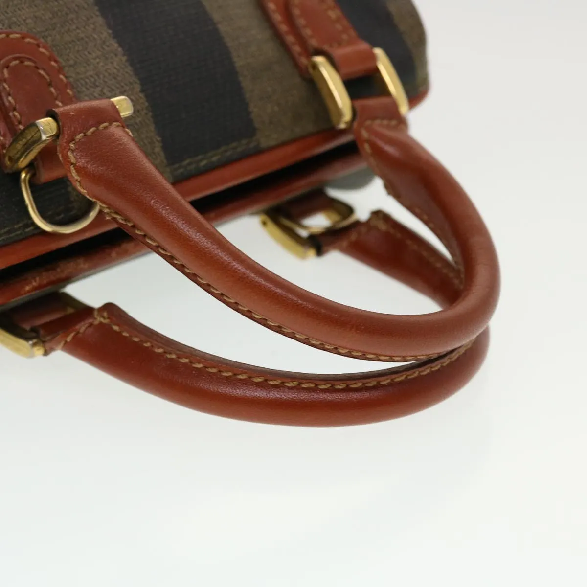 FENDI Pecan Canvas Mini Hand Bag Brown Black  am4474