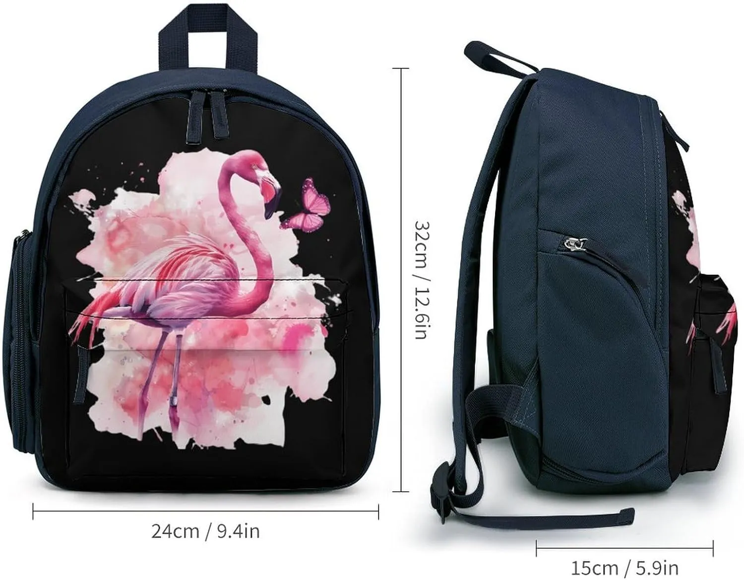 Flamingo And Butterfly Watercolor Cute Backpack Daily Casual Daypack Travel Mini Bag with Adjustable Strap Blue-style-16