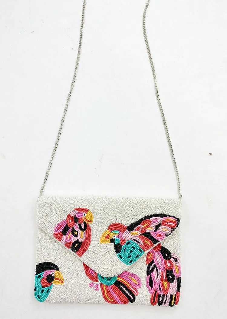 Gili "Birds" Beaded Clutch