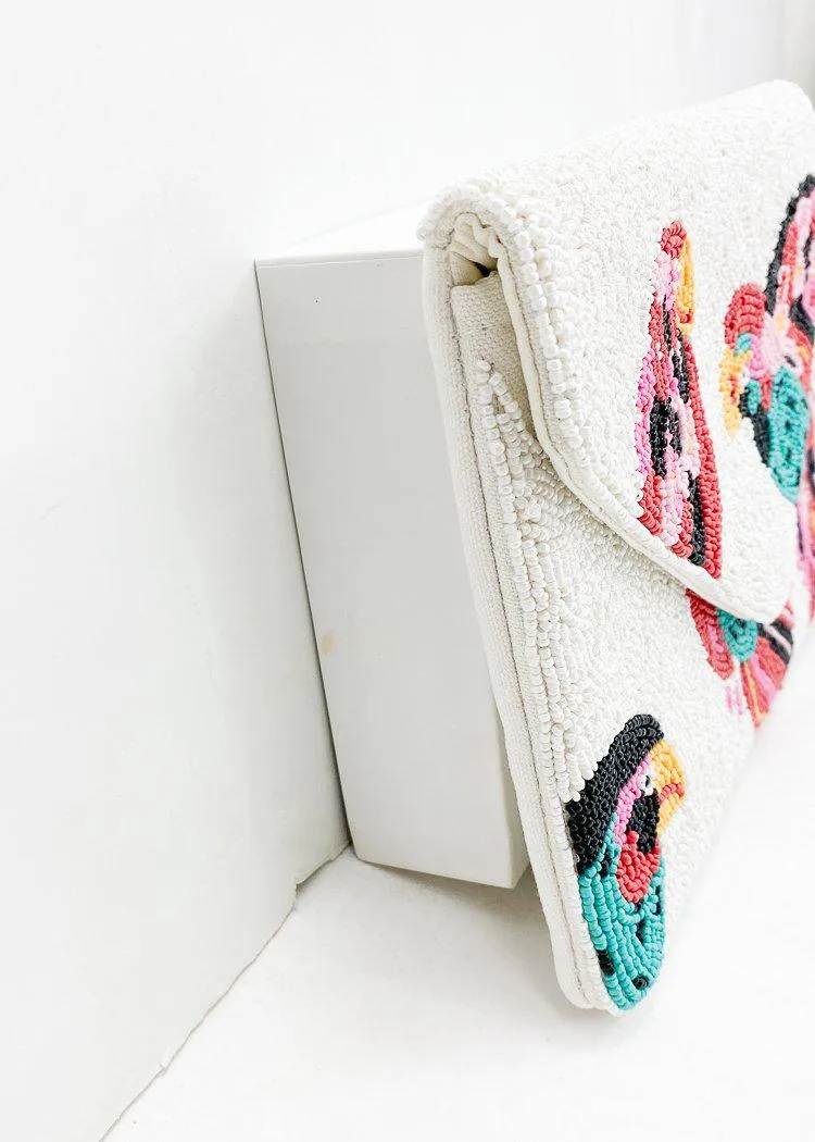 Gili "Birds" Beaded Clutch
