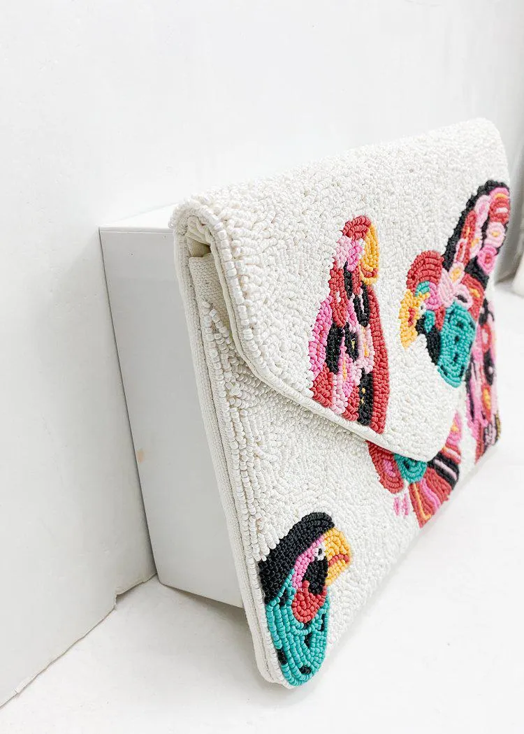 Gili "Birds" Beaded Clutch
