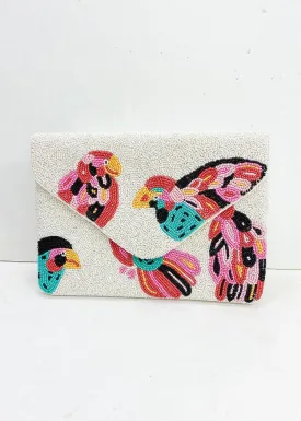 Gili "Birds" Beaded Clutch