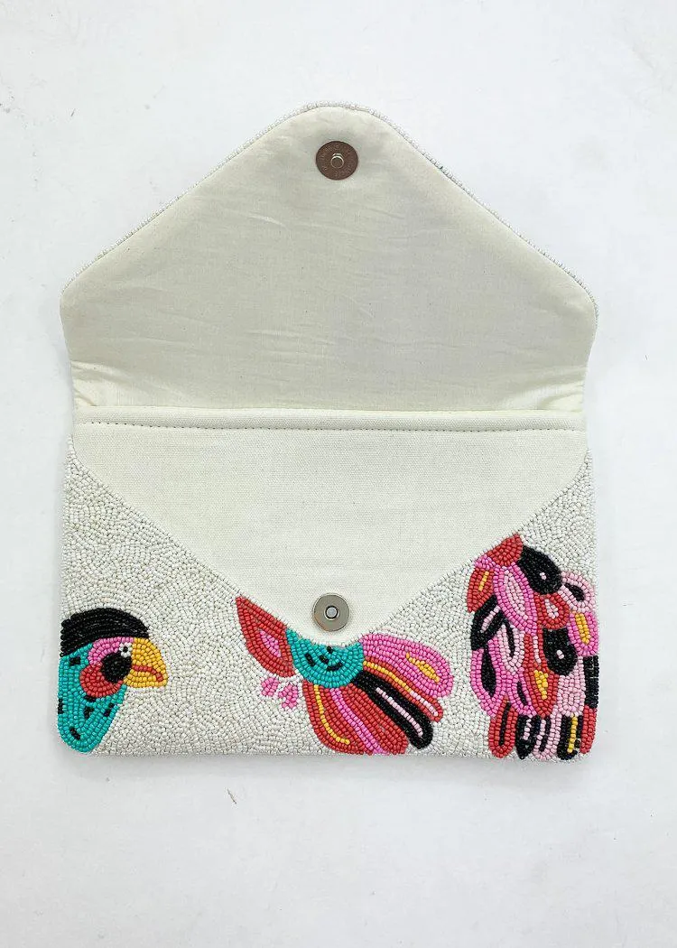 Gili "Birds" Beaded Clutch
