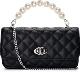GM LIKKIE Clutch Purse for Women, Evening Envelope Quilted Wallet Bag, Crossbody Foldover Pearl Wedding Shoulder Handbag
