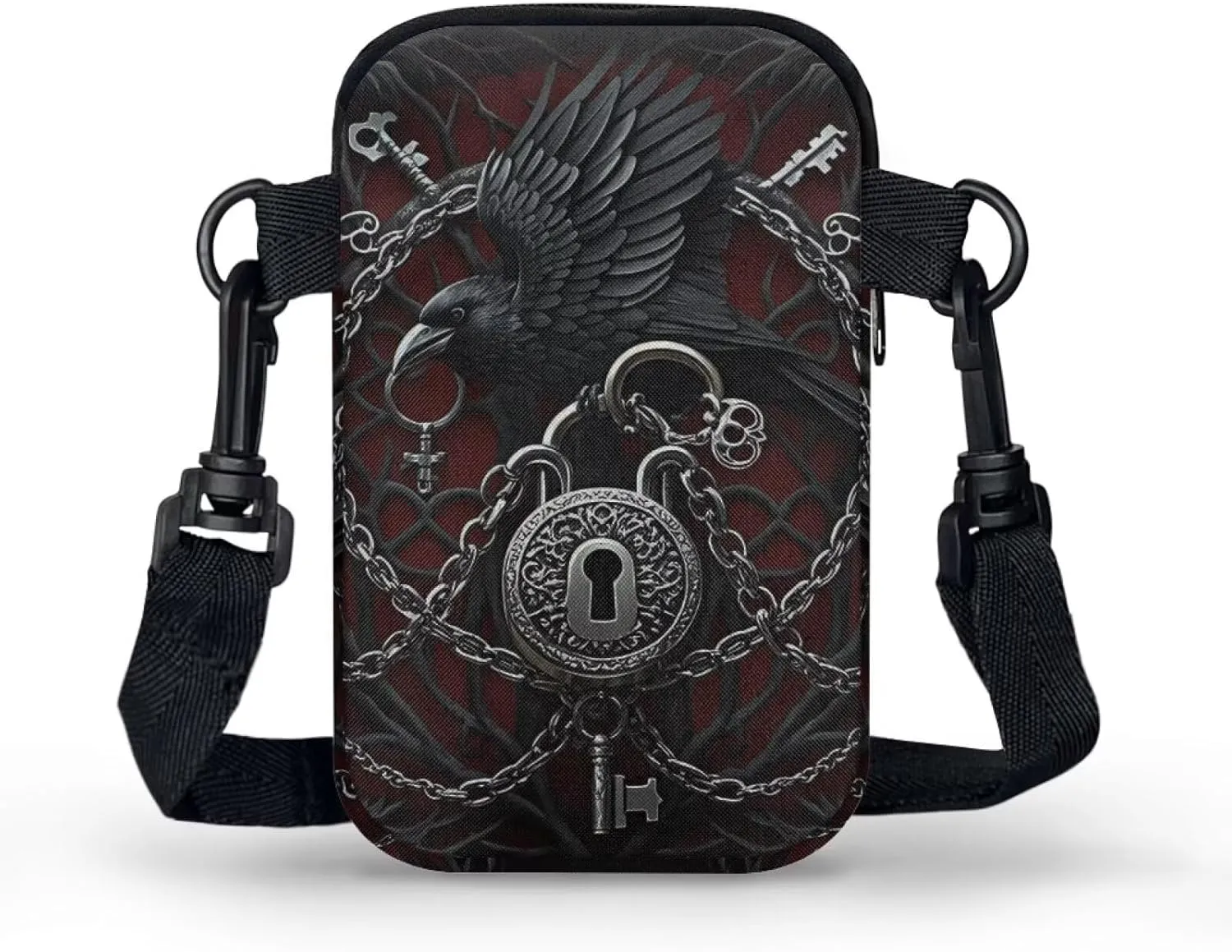Gothic Small Crossbody Bag for Women Lightweight Cell Phone Purse, Bloody Rose Shoulder Wallet with Zipper Pocket