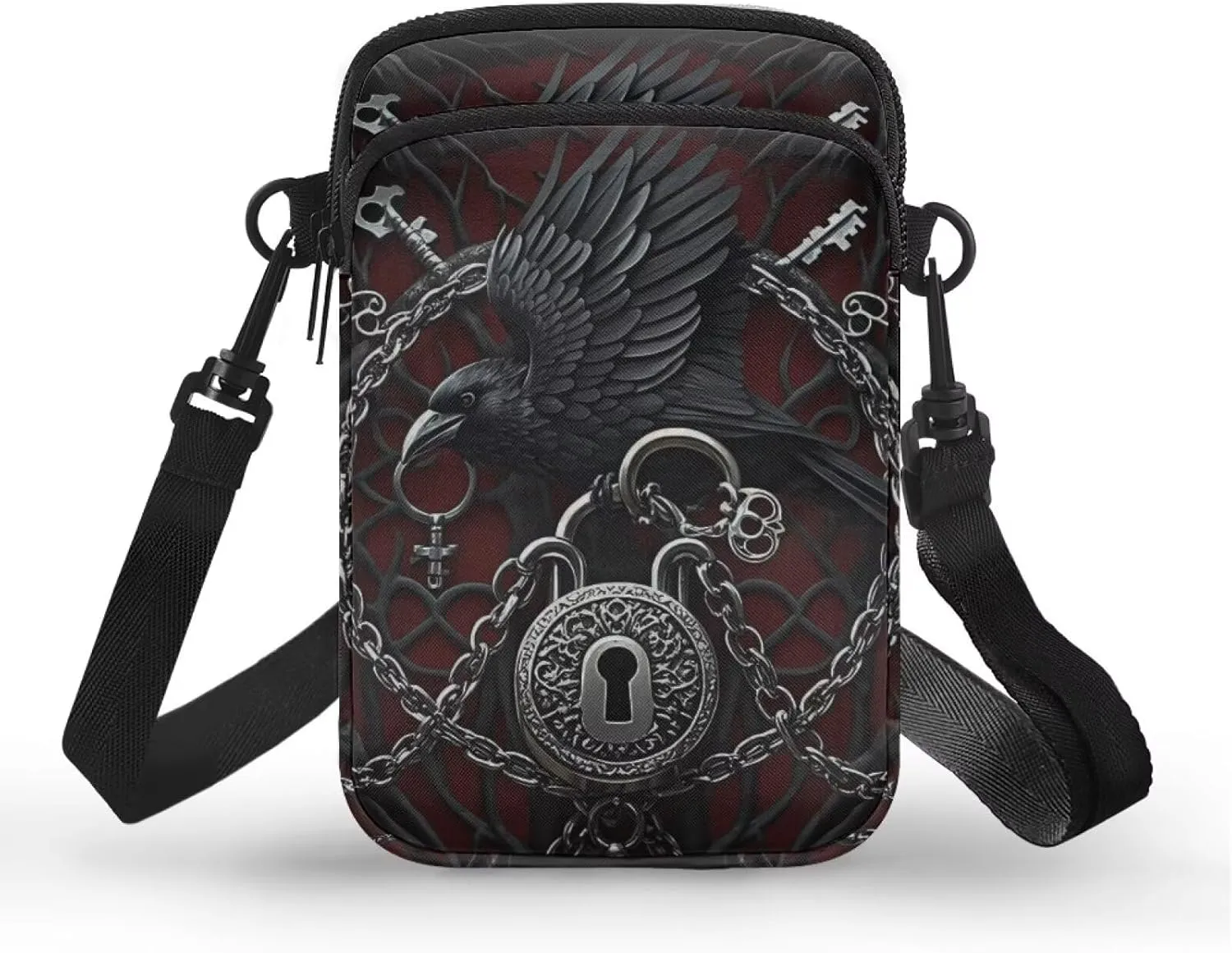 Gothic Small Crossbody Bag for Women Lightweight Cell Phone Purse, Bloody Rose Shoulder Wallet with Zipper Pocket